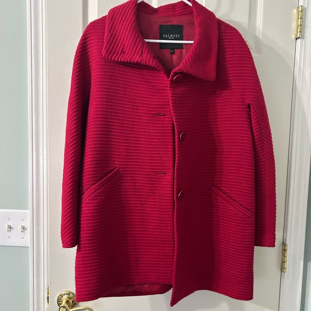 Talbots Women's Bold Pink Pea Coat